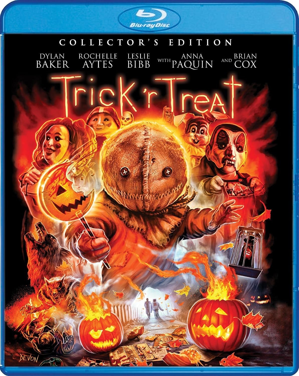 Trick r Treat Collector's Edition Blu-ray cover with Sam holding a lollipop