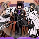 Type Soul artwork of three characters in black and white robes on a sofa against a poster wall