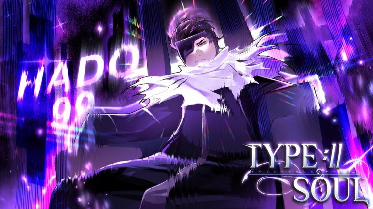 Type Soul artwork of a scarf-wearing character casting a purple Hado spell
