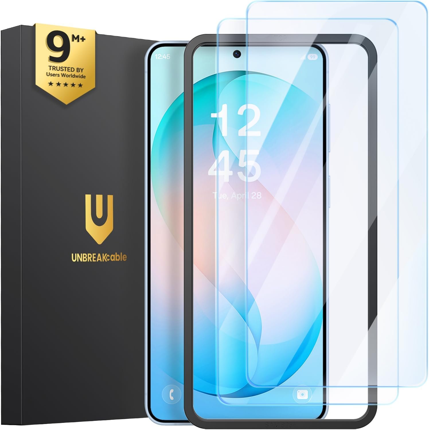 UNBREAKcable two-pack tempered glass screen protector for the Samsung Galaxy S26