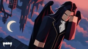 Vampire Life banner showing a long-haired vampire on a rooftop under a crescent moon