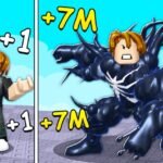 Split panel showing a +1 Venom Evolution character before and after transforming
