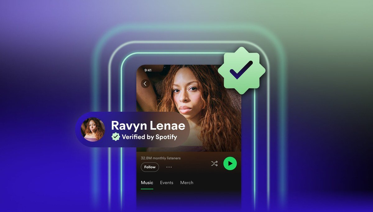 Artist profile for Ravyn Lenae showing the green Verified by Spotify checkmark