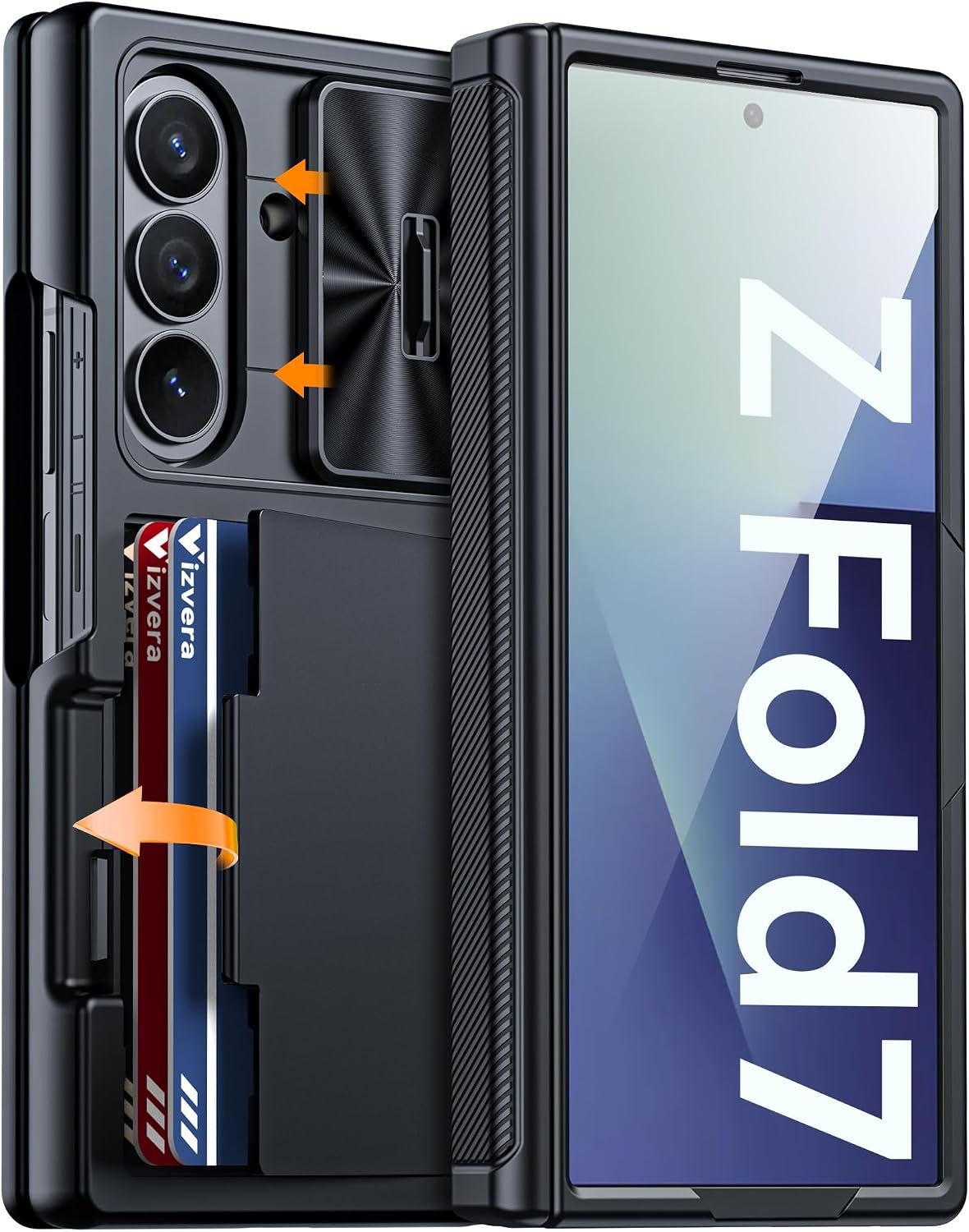 Vizvera RFID wallet case with automatic hinge cover and camera cover for the Galaxy Z Fold 7