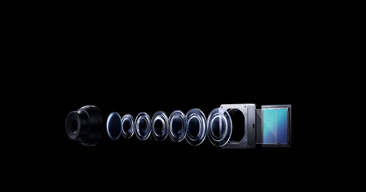 Exploded view of the Xiaomi 18 Pro Max camera lens stack and image sensor