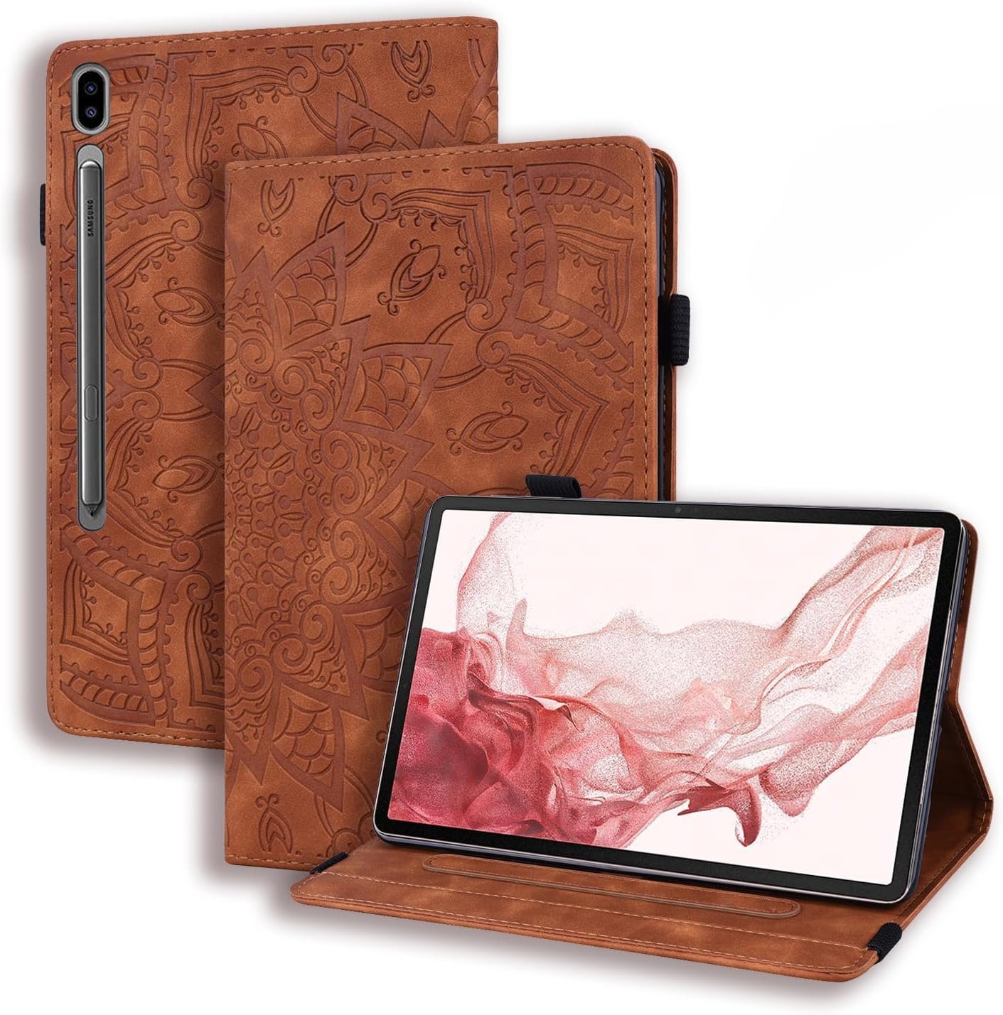 YBFJCE flip case with card slots and stand for the Samsung Galaxy Tab S11 Ultra in brown