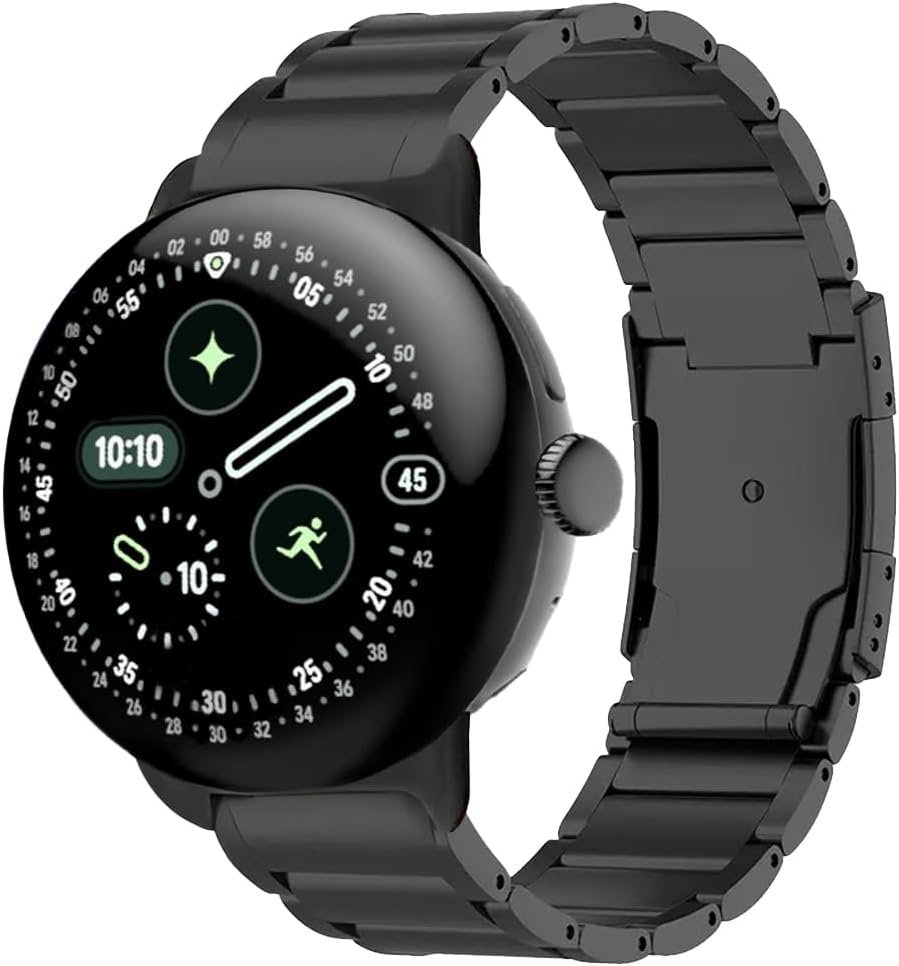 YINIXIN titanium metal bracelet band for Google Pixel Watch 5 with a fold-over clasp