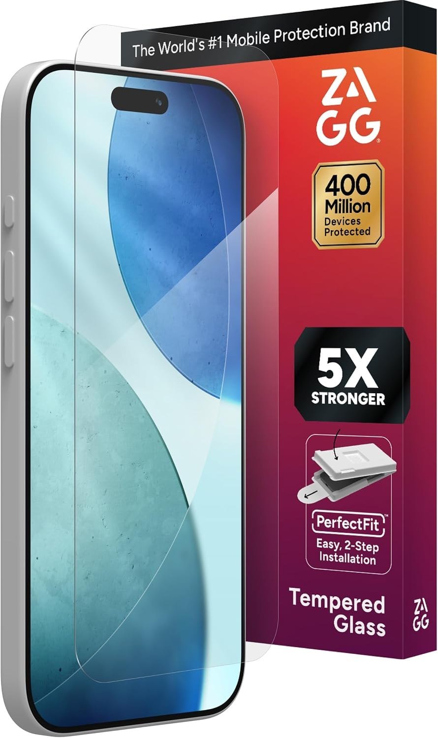 ZAGG Glass Elite screen protector for iPhone 17 with install frame