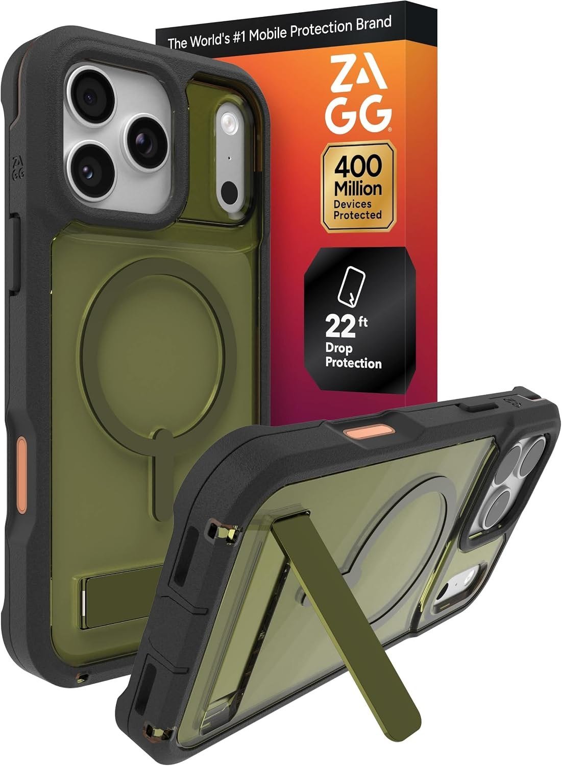 ZAGG Rainier case with kickstand for iPhone 17 Pro Max in Green Sea Kelp