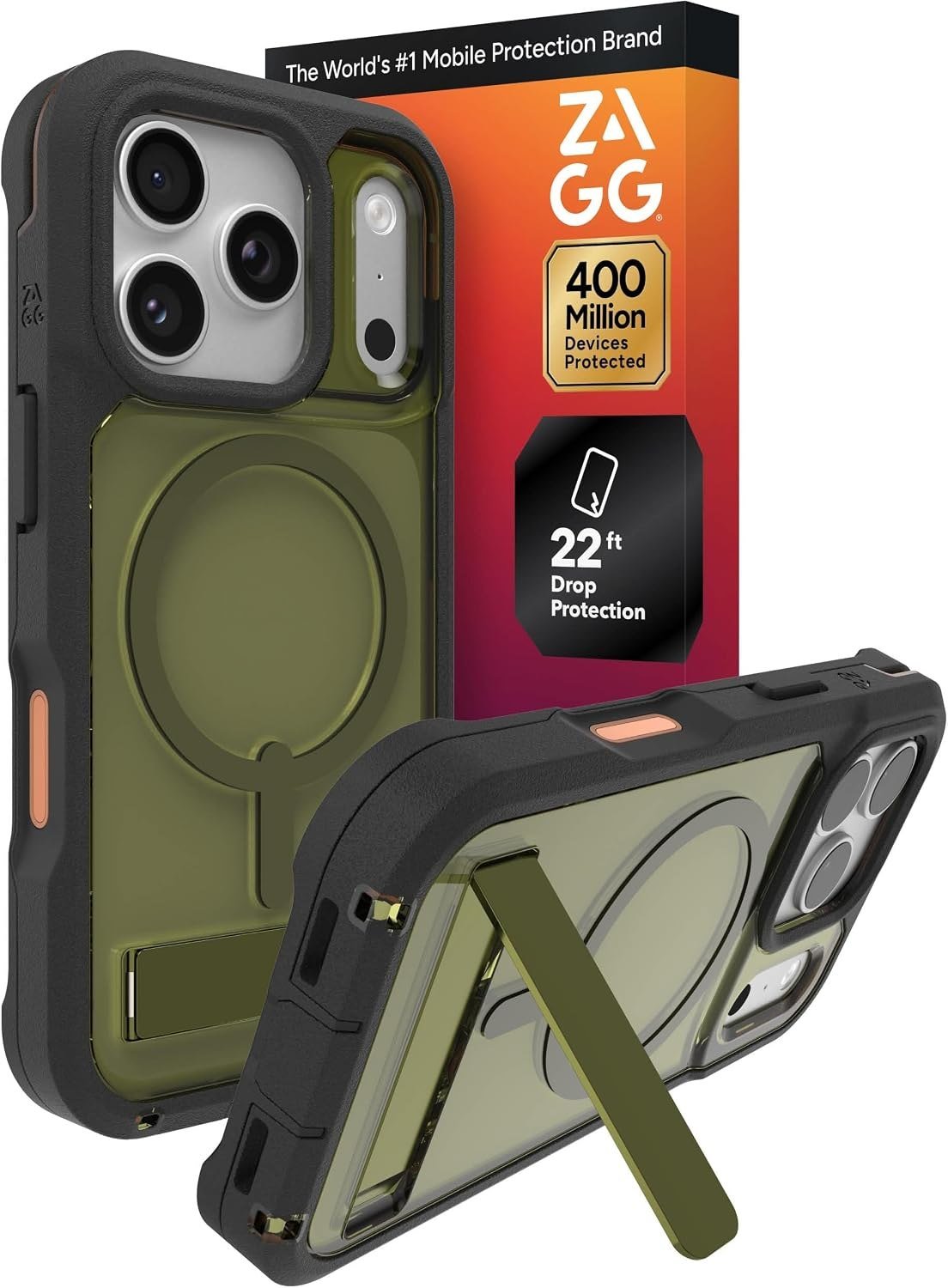 ZAGG Rainier case with kickstand for iPhone 17 Pro in Green Sea Kelp