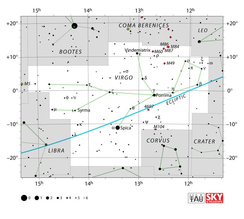 IAU chart of Virgo with Spica